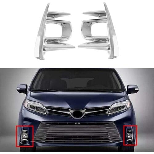 For Toyota Sienna 2018 2019 2020 Front Bumper Fog Light Lamp Frame Moulding Cover Trim