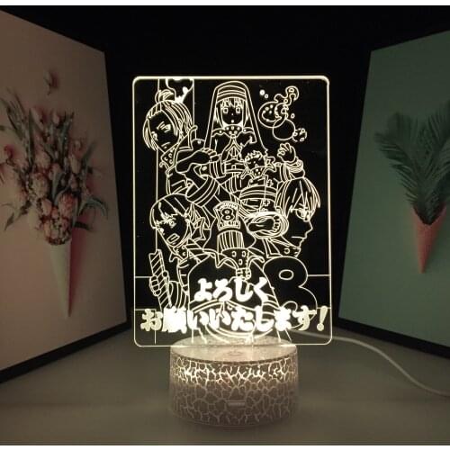 Fire Force Anime Figure 3D LED Night Light for Birthday Gift Bedroom Decoration Fire Force Manga Room Table Lamp