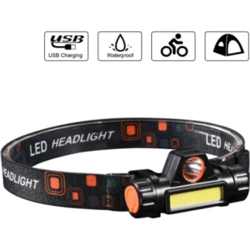 LED Headlight USB Headlamp Rechargeable Battery Built In Waterproof Magnetic 2 Mode Portable Torch Powerful Hiking Riding