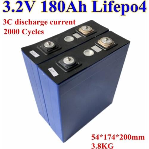 GTK Large capacity 3.2V 180Ah lithium Lifepo4 battery 3C discharge rate for 12V RV EV electric motorcycle Tricycle battery diy