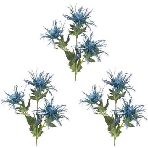 Imulation Eryngium Artifical Plant Artificial Flowers Simulation Floral 3pcs Silk Home Decoration Creative Durable Fake Bouquet