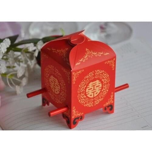Chinese Asian Style Red Double Happiness Sedan Chair Wedding favor box 100PCS/LOT party gift favor candy box