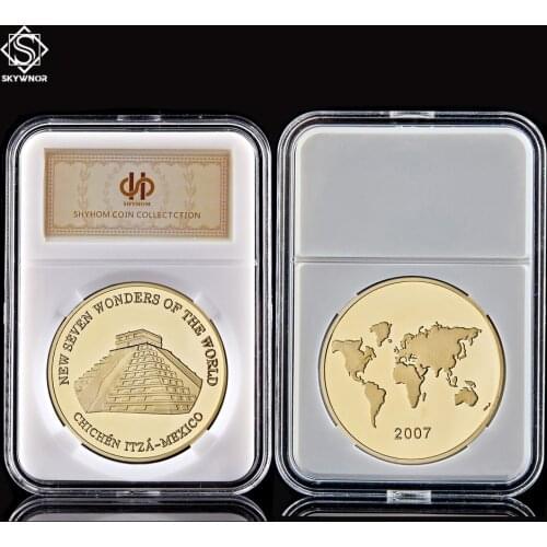 2007 Seven Wonders Of World Mexico Chichen Itza Gold Collectible Token Coin W/ Capsule