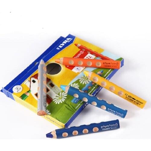 LYRA Germany thick rod fat 3 In 1 colored pencils baby painting crayons children water Soluble drawing pencils