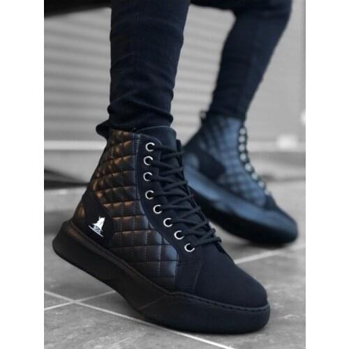 Lace-up, Black, Quilted, Mens, High, Sole, Sports, Boots sneakers comfortable orthobetic stylish style men shoes walking shoes