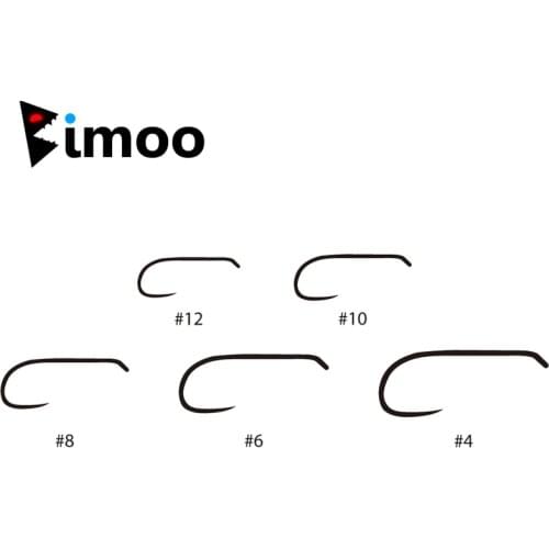 Bimoo 20pcs Barbless Streamer Stonefly & Bugger Forged Hook Black Nickel Long Large Nymphs Fly Tying Material Competition Hooks