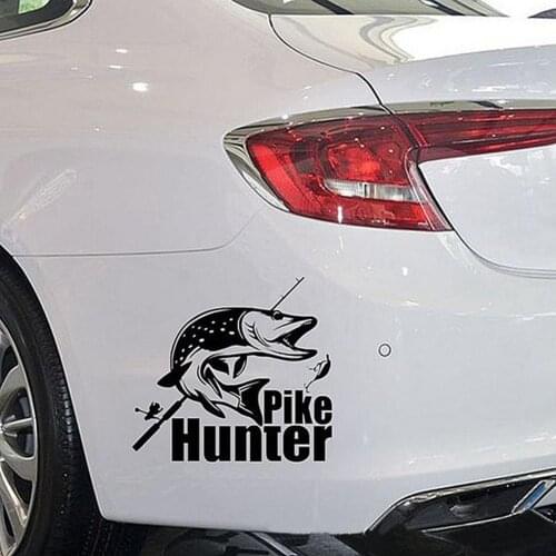 Pike Hunter Fishing Hood Tailgate Side Window Decal Car Truck Sticker Decoration