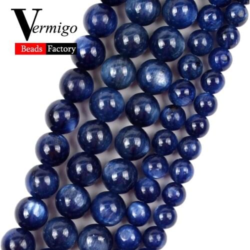 Natural Mineral Gem 5A Blue Kyanite Stone Beads For Jewelry Making 6 8mm Charm Round Spacer Beads Fit For Bracelets Jewllery 15"