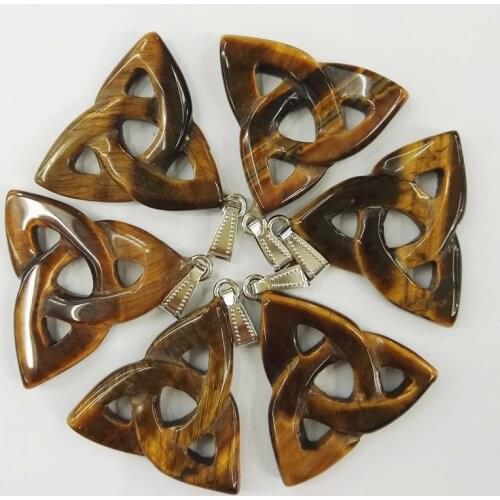 Fashion natural tiger eye stone hollow triangle GOOD quality Necklace for jewelry making pendants charm 10pcs/lot free shipping