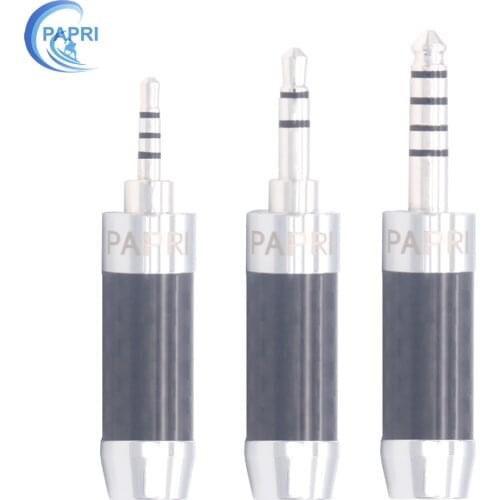 PAPRI DIY 3.5MM Plug HiFi Repair Headphone Cable Jack Audio Pure Brass Rhodium Gold Plated Connector Plugs For Earphone Headset