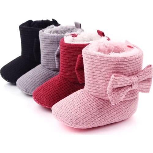 Baby Girls Boys Snow Boots Soft Sole Anti-Slip Crib Shoes Winter Warm Cozy Bowknot Booties Toddler Anti-slip First Walkers