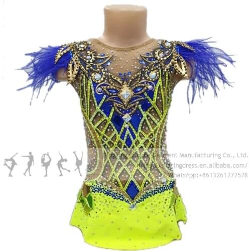 Ice Skating Dress Girls Teens Rhythmic Leotards Green Kids Figure Skating Dress Leotard Artistic College Costume Multicolor