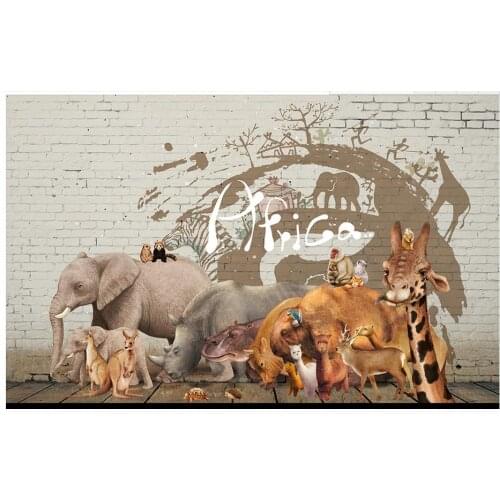 Custom High-end 3d wallpaper murals Cartoon mural brick wall of the African steppes is a nostalgic wall livingroom wallpaper