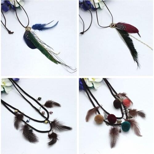 Promotions !! Feather Necklace Fashion Neck Women Short Jewelry Vintage Statement Necklace Collare Femme Bijoux N15618-15619