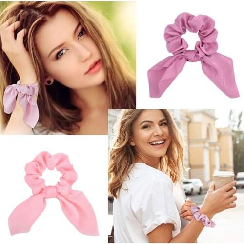 6.5Inch Candy Color For Women Hair Scrunchie Bows Ponytail Holder Hairband Bow Knot Scrunchy Girls Headwear Hair Accessories