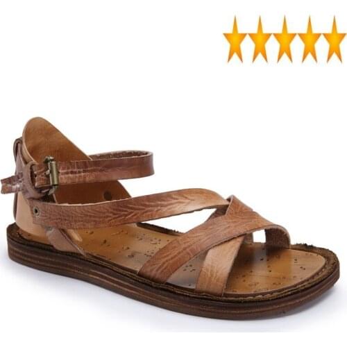 2021 Vintage New Handmade Men Summer Open Toe Hollow Shoes Cow Leather Outdoor Beach Black Gladiator Sandals