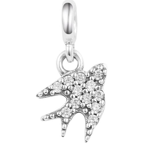 2021 Summer New 925 Sterling Silver My Swallow Mini Dangle Charm Fits Original Me Bracelet Small Hole Beads for Jewelry Making