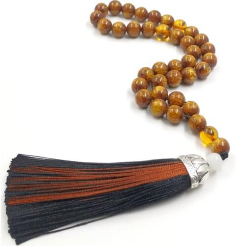 Resin Tasbih 33 45 66 99beads with real insect beads brown handmade tassels New design Muslim Mans Misbaha Muslim Rosary bead