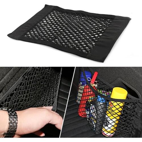 Car Trunk Rear Seat Storage Bag Mesh Auto Organizer Double-deck Elastic String Net Magic Sticker Pocket Bag Car Trunk Organizer
