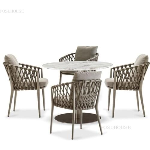 Outdoor Furniture Braided Rope Chair Garden Furniture Sets Creative Lazy Home Chair Leisure Balcony Table Chair Set Courtyard