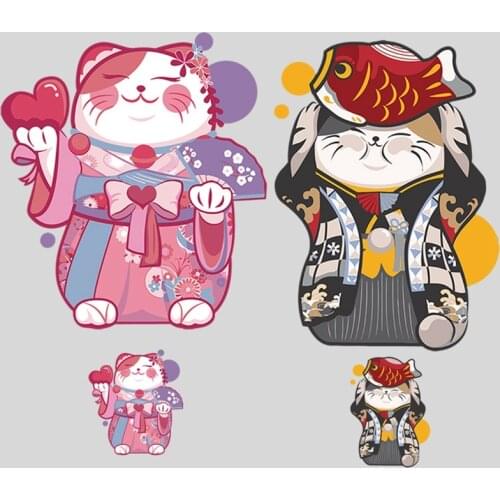 Lucky Cats Iron on Heat Transfer Printing Vinyl Patches Stickers for Clothes DIY Appliques Washable Animals Patches Wholesale