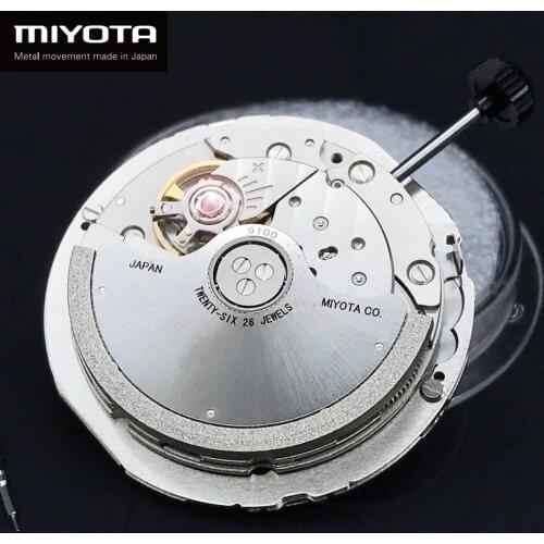 Japan MIYOTA 9100 Automatic Mechanical Movement Top Luxury Brand Watch Replace Movt Parts Twenty-Six Jewels with White Datewheel