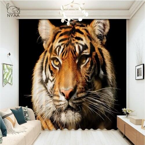 Funny 3D Tiger Curtain For Home Interior Cornices For Curtains On Windows Home Supplies Curtains Kids Bedroom Micro Shading