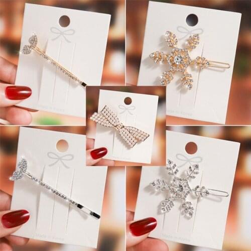 INS Brief Hair Accessories Barrette Stick for Women Elegant Design Round Original Rhinestones Round Hair Clip Hair Pin
