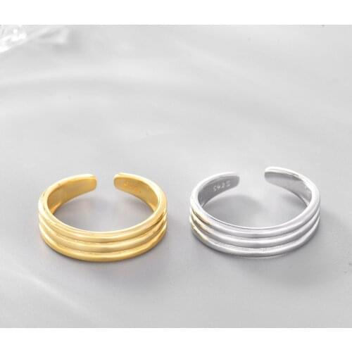 Matte Personality Simplicity Vintage Wave 925 Sterling Silver Open Adjustable Gap Rings For Women Fashion Punk Style Ornaments