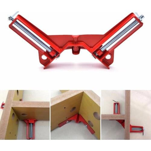 ZLinKJ 1Pcs 90 Degree Red Adjustable Jaws Right Angle Clip Aluminum Picture Frame Corner Clamp Woodworking Hand Tool Kit