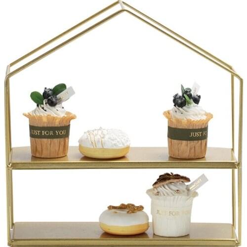 Golden wedding dessert table display rack baby birthday decoration cake snack tray shelf tea break table