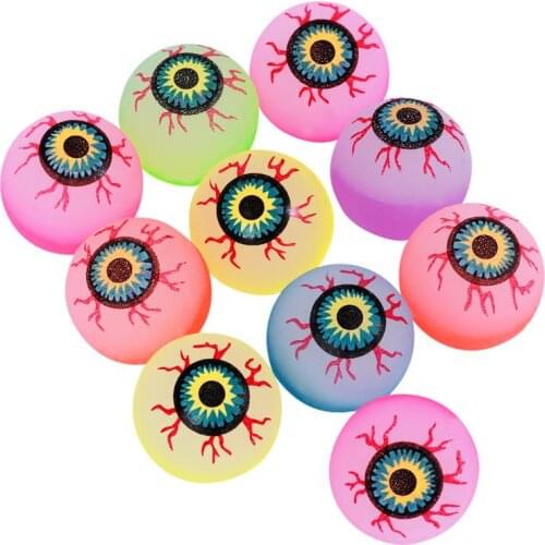 10pcs 32mm Glow In The Dark Halloween Fake Eyeballs Bouncy Balls Trick Eyeballs Halloween Party DIY Decorations (Random Color)