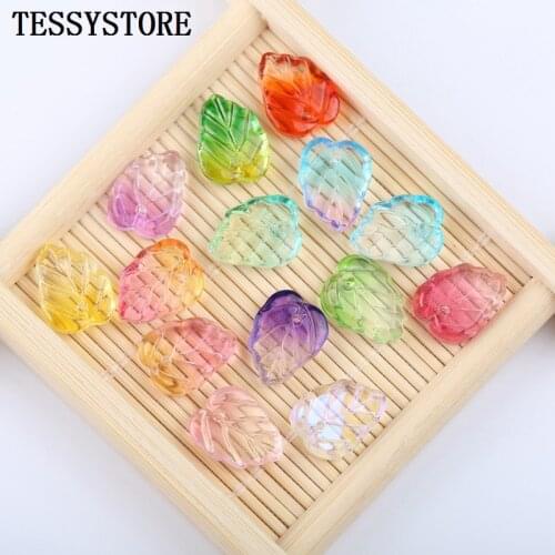 10pcs Small Flower Leaves Lampwork Beads Multi Gradient Color Glass Beads For Jewelry Making Handmade DIY Accessories