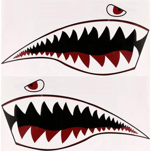 2PC Kayak Sticker Waterproof Canoe Shark Teeth Mouth Decals For Most Kayaks Canoes Fishing Boats Dinghy Stickers 38x13cm