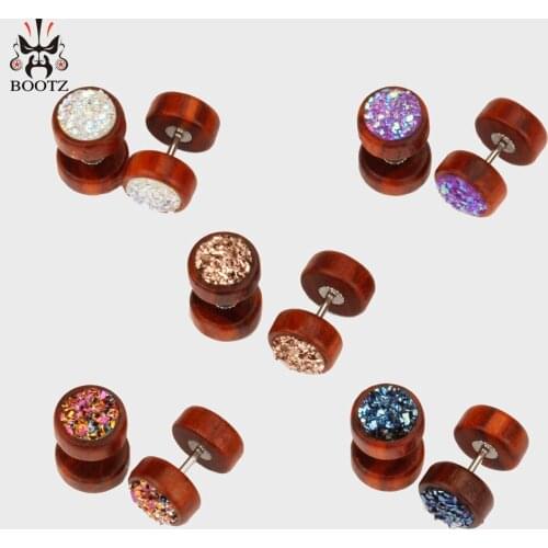 2017 hot new fake wood plugs piercing tunnels body jewelry mix 5 colors ear piercing wholesale free shipping