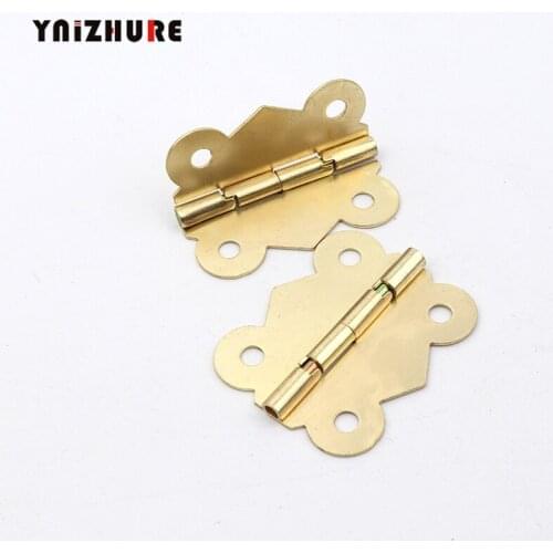 33*40mm,20pcs Retro Style Hinge Cabinet Door Hinge 4 Holes Butterfly Antique Gold Color