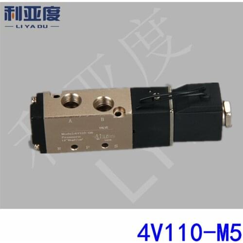 4V110-M5 Pneumatic components Two tee Solenoid valve DC12V DC24V AC220V AC110V With lamp or line