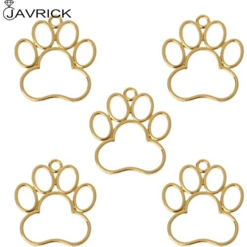 5Pcs Pet Dog Footprint Blank Frame Pendant Open Bezel Setting UV Resin Jewelry