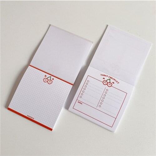 50 Sheets Red Cherry Memo Pad Kawaii Simple Note Paper Planner Stickers Student To Do List Creative School Supplies Stationery
