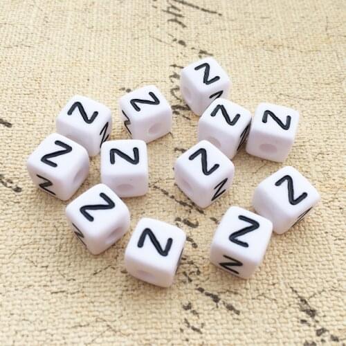Free Shipping Mini Order 100PCS Single Letter Z Acrylic Square Alphabet Beads 10*10MM Cube Initial Letters Bracelet Name Beads