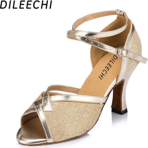 DILEECHI Womens Latin dance shoes Ballroom dancing shoes companionship shoes 6cm heel height Multiple colors