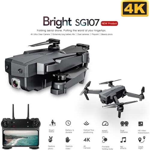 SG107 Mini Drone with 4K WIFI FPV HD Dual Camera Quadcopter Optical Flow Rc Dron Helicopter Gesture Control Kids Toy