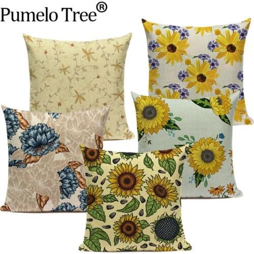 Elegant Flower Cushion Cover Sunflower Decorative Pillowcases For Pillows Plant Floral Cushion Pillow Cases Housse De Coussin