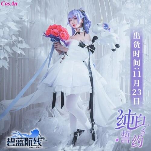 Hot Game Azur Lane HMS Unicorn Cosplay Costume The High Quality San Diego Solemn Promise Wedding Dress Party Role Play Clothing
