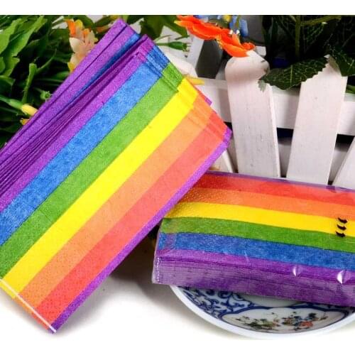 HAOCHU 20pcs Rainbow Paper Napkins Tissue Wedding Decor Kids Birthday Supplies Dinner Serviette Pride Party Decor Accessories