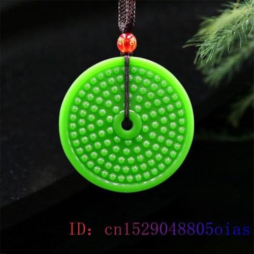 Jade Yubi Pendant Chinese Charm Jadeite Double sided Jewelry Amulet Gifts Fashion Natural Necklace Carved