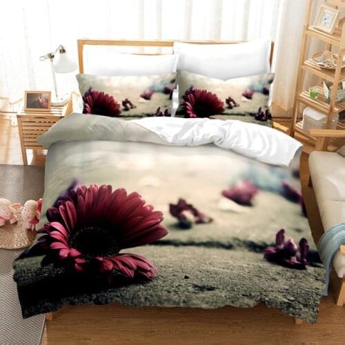 Simple Chrysanthemum Bedding Set Luxury Duvet Cover Set Sunflower Quilt Cover Digital Printing Rose Bed Linen Fashion Design
