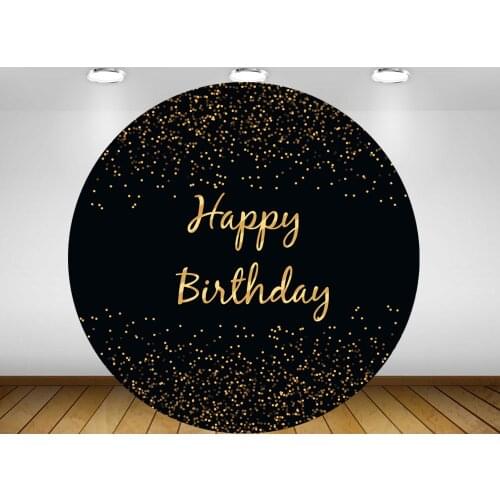 Circle background glitter gold dots round Backdrop black customize birthday Party event decor table cover fabric vinyl YY-314