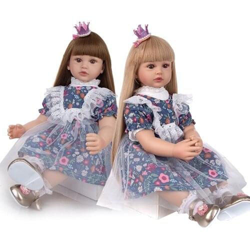 60cm Reborn Baby Girl with Long Straight Hair Bonecas Reborn Baby Doll Princess Toys for Girls High Quality Reborn Dolls