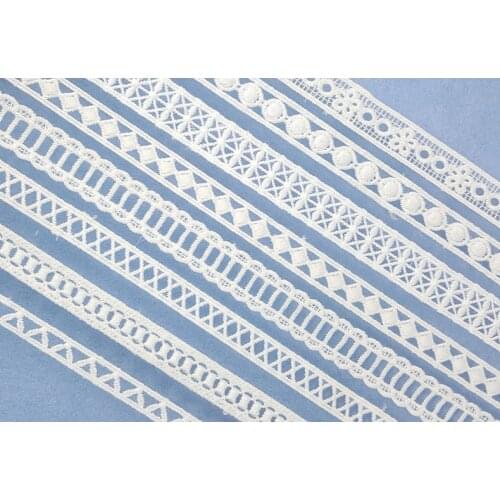 27y/lot Soluble Symmetrical Cross Line Embroidered Lace Trim Ribbon DIY Sewing Craft For Costume Hat Decoration